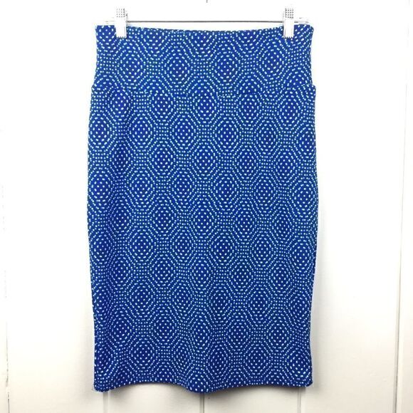 LulaRoe Blue Polka Dot Cassie Pencil Skirt S - Picture 1 of 8